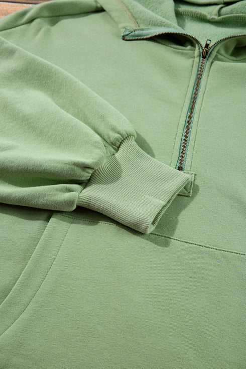 Relaxed Fit Thermal Fleece Half Zip Pullover Hoodie
