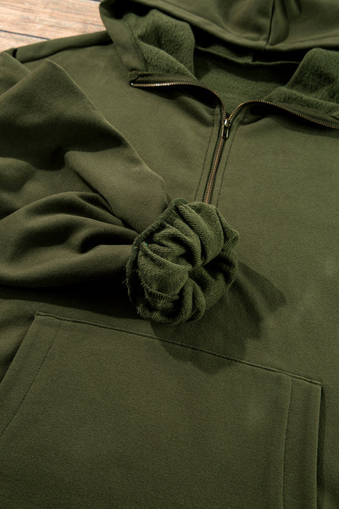 Relaxed Fit Thermal Fleece Half Zip Pullover Hoodie