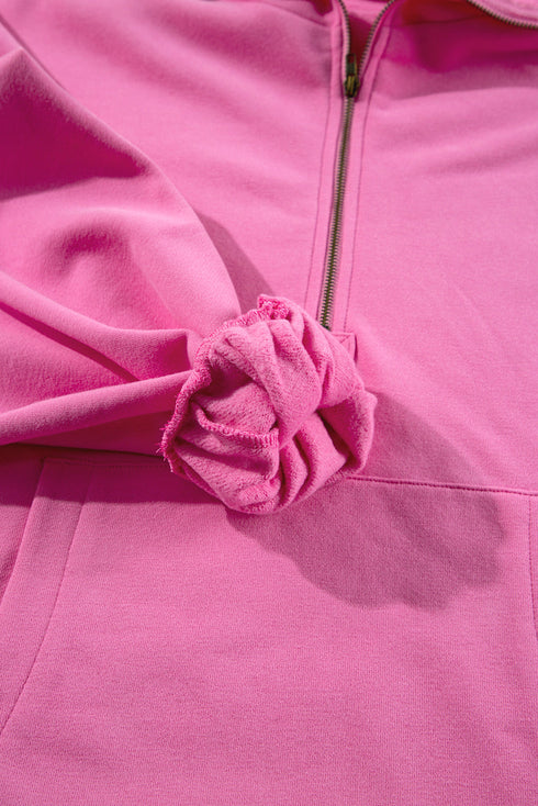 Relaxed Fit Thermal Fleece Half Zip Pullover Hoodie
