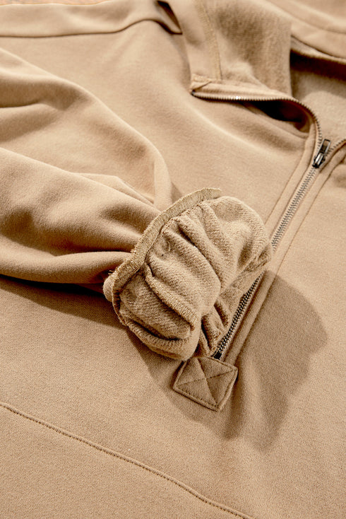 Relaxed Fit Thermal Fleece Half Zip Pullover Hoodie