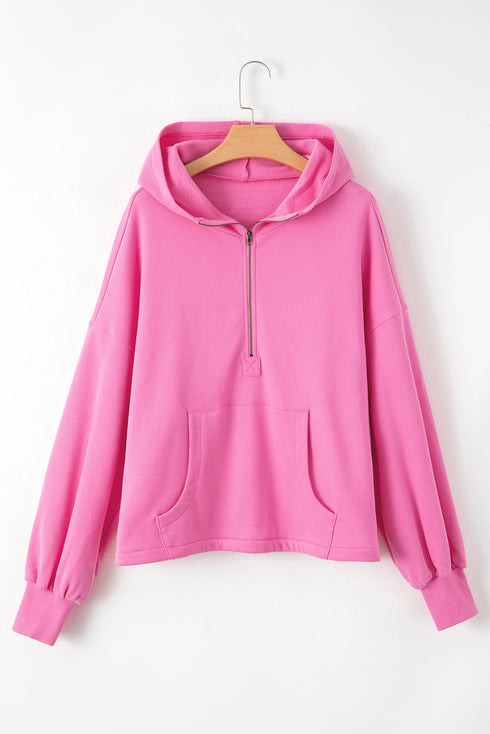 Relaxed Fit Thermal Fleece Half Zip Pullover Hoodie