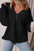 Relaxed Fit Thermal Fleece Half Zip Pullover Hoodie