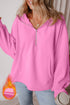 Relaxed Fit Thermal Fleece Half Zip Pullover Hoodie