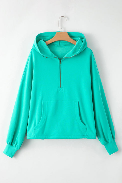 Relaxed Fit Thermal Fleece Half Zip Pullover Hoodie
