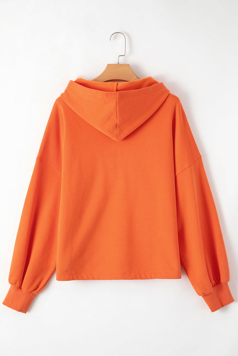 Relaxed Fit Thermal Fleece Half Zip Pullover Hoodie