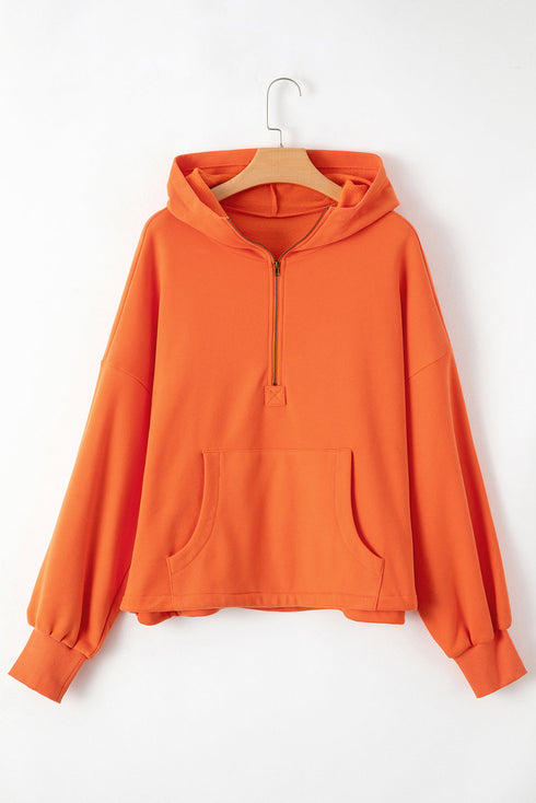 Relaxed Fit Thermal Fleece Half Zip Pullover Hoodie