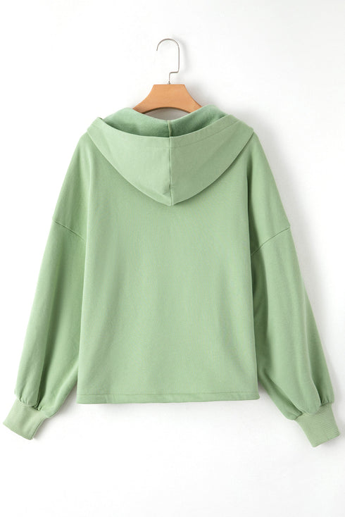 Relaxed Fit Thermal Fleece Half Zip Pullover Hoodie