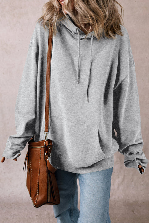 Relaxed Fit Thermal Fleece Pullover Hoodie