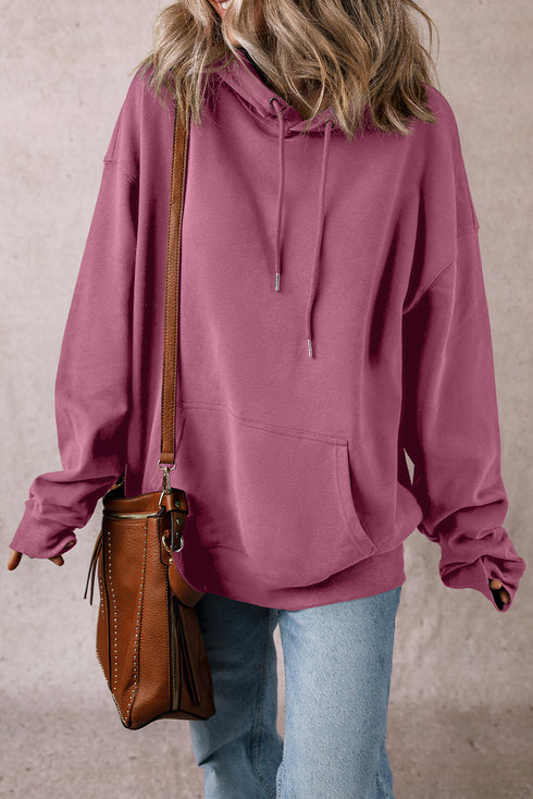 Relaxed Fit Thermal Fleece Pullover Hoodie