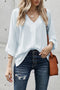 Relaxed Fit Three Quarter Sleeve High Low Hem Shirt