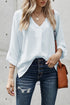 Relaxed Fit Three Quarter Sleeve High Low Hem Shirt