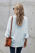 Relaxed Fit Three Quarter Sleeve High Low Hem Shirt