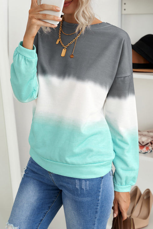 Relaxed Fit Tie Dye Print Crew Neck Sweatshirt