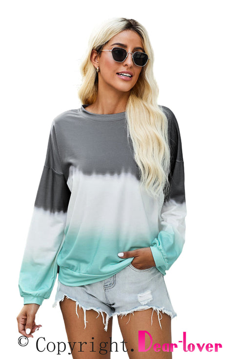 Relaxed Fit Tie Dye Print Crew Neck Sweatshirt