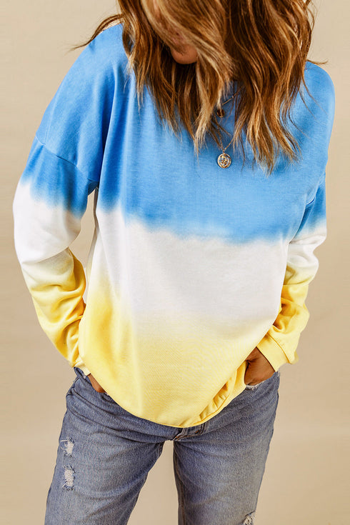 Relaxed Fit Tie Dye Print Crew Neck Sweatshirt