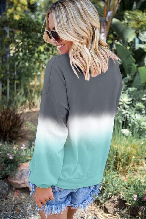 Relaxed Fit Tie Dye Print Crew Neck Sweatshirt