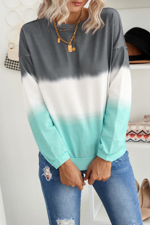 Relaxed Fit Tie Dye Print Crew Neck Sweatshirt