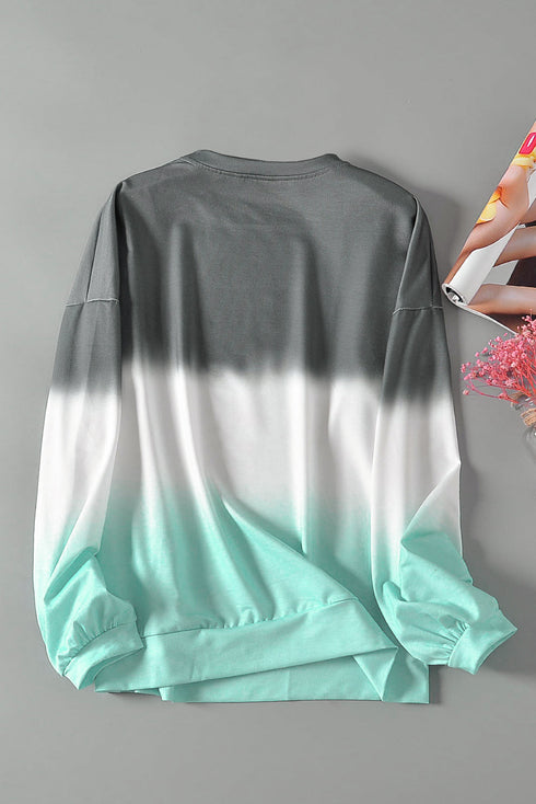 Relaxed Fit Tie Dye Print Crew Neck Sweatshirt