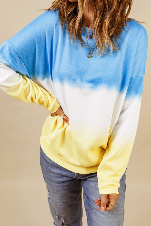 Relaxed Fit Tie Dye Print Crew Neck Sweatshirt