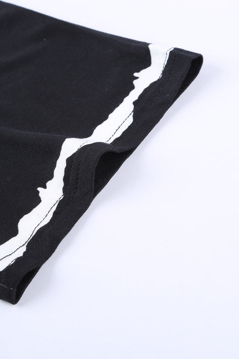 Relaxed Fit Tie Dye Stripe Side Slit Everyday T Shirt Top