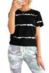 Relaxed Fit Tie Dye Stripe Side Slit Everyday T Shirt Top