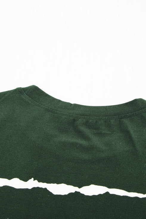 Relaxed Fit Tie Dye Stripe Side Slit Everyday T Shirt Top