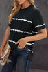 Relaxed Fit Tie Dye Stripe Side Slit Everyday T Shirt Top