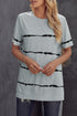 Relaxed Fit Tie Dye Stripe Side Slit Everyday T Shirt Top