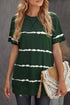 Relaxed Fit Tie Dye Stripe Side Slit Everyday T Shirt Top