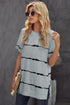 Relaxed Fit Tie Dye Stripe Side Slit Everyday T Shirt Top