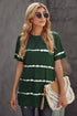 Relaxed Fit Tie Dye Stripe Side Slit Everyday T Shirt Top