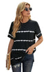 Relaxed Fit Tie Dye Stripe Side Slit Everyday T Shirt Top