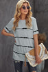 Relaxed Fit Tie Dye Stripe Side Slit Everyday T Shirt Top
