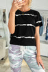 Relaxed Fit Tie Dye Stripe Side Slit Everyday T Shirt Top