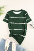 Relaxed Fit Tie Dye Stripe Side Slit Everyday T Shirt Top