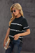 Relaxed Fit Tie Dye Stripe Side Slit Everyday T Shirt Top