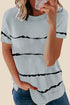Relaxed Fit Tie Dye Stripe Side Slit Everyday T Shirt Top