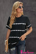 Relaxed Fit Tie Dye Stripe Side Slit Everyday T Shirt Top