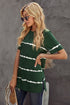 Relaxed Fit Tie Dye Stripe Side Slit Everyday T Shirt Top
