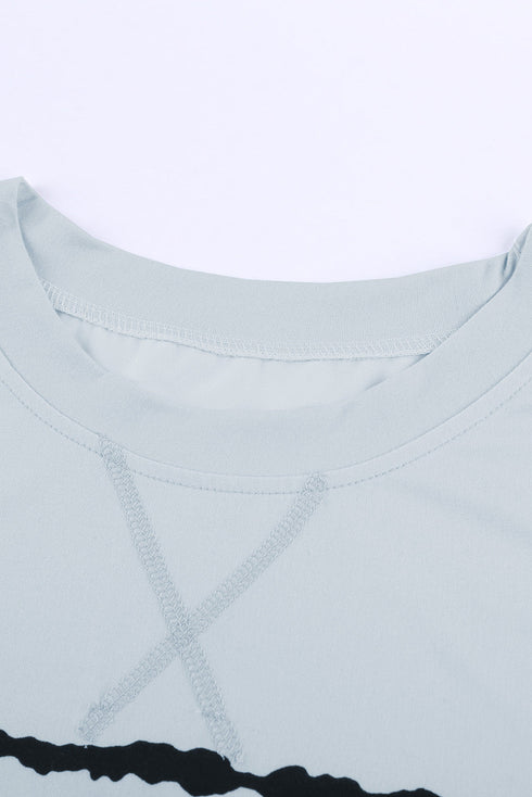 Relaxed Fit Tie Dye Stripe Side Slit Everyday T Shirt Top