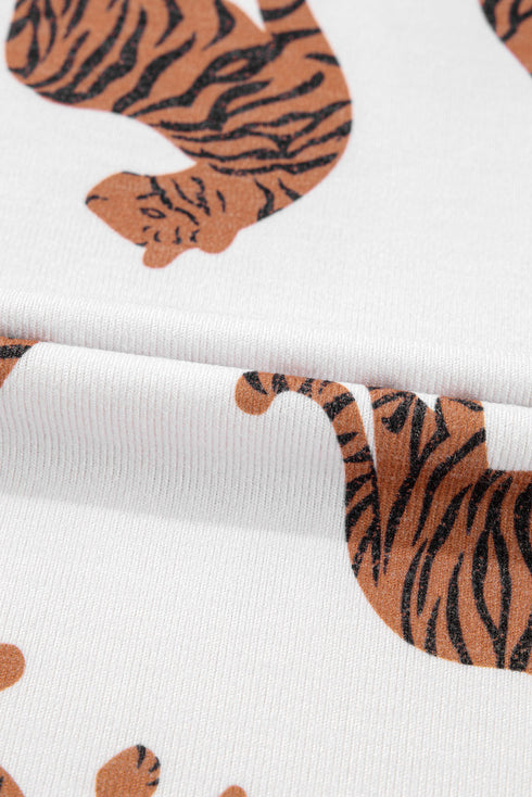 Relaxed Fit Tiger Print Soft Knit Pullover