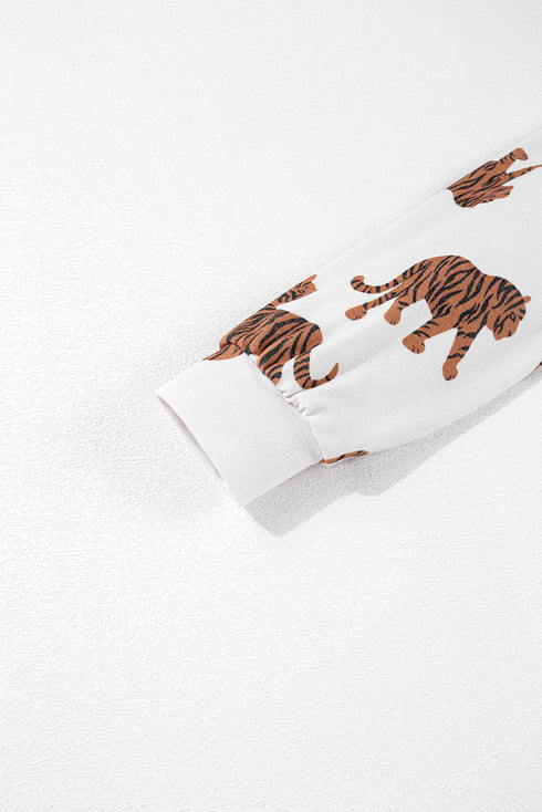 Relaxed Fit Tiger Print Soft Knit Pullover