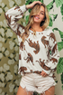 Relaxed Fit Tiger Print Soft Knit Pullover