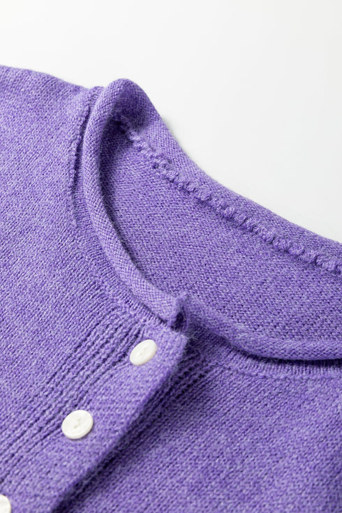 Relaxed Fit V Neck Button Front Drop Shoulder Cardigan
