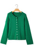 Relaxed Fit V Neck Button Front Drop Shoulder Cardigan