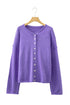 Relaxed Fit V Neck Button Front Drop Shoulder Cardigan