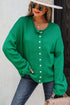 Relaxed Fit V Neck Button Front Drop Shoulder Cardigan