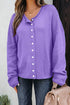 Relaxed Fit V Neck Button Front Drop Shoulder Cardigan