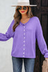 Relaxed Fit V Neck Button Front Drop Shoulder Cardigan