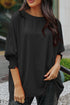 Relaxed Fit V Neck Smocked Wrist Shift Blouse